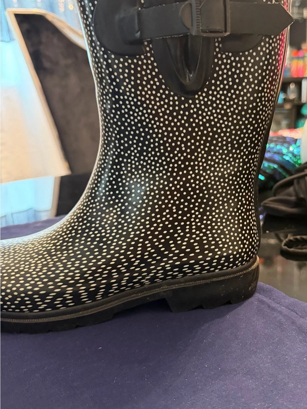 Capelli of New York Black Rain Boots with White Stitching